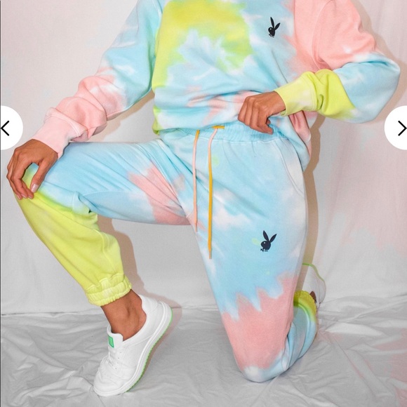 🔄 Playboy Pastel Tie Dye Oversized Joggers - Picture 2 of 6